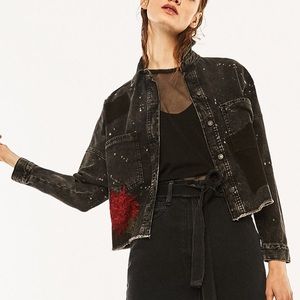Zara embroidered denim shirt